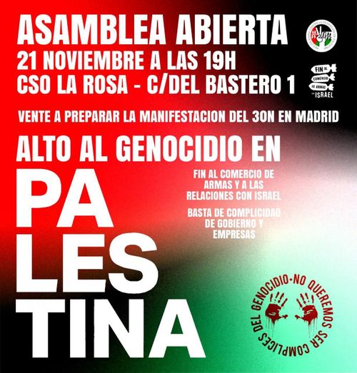 ASAMBLEA ABIERTA: CONTRA OCUPACIÓN DE COMERCIO DE ARMAS ISRAEL